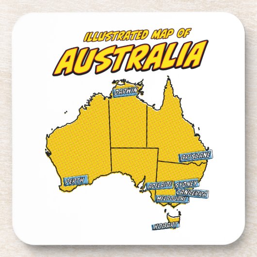 Pop Art Geïllustreerd Australië Bier Onderzetter (Voorkant)