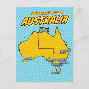 Pop Art Geïllustreerd Australië  Feestdagenkaart