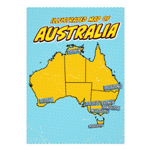 Pop Art Geïllustreerd Australië Foto Afdruk