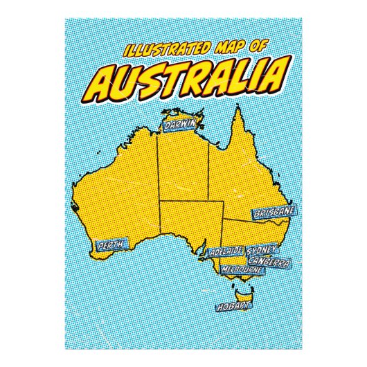 Pop Art Geïllustreerd Australië Foto Afdruk (Voorkant)