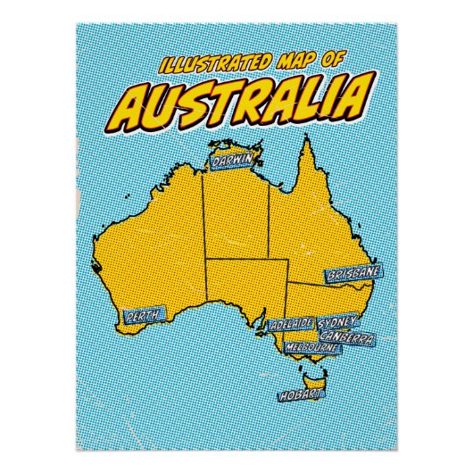Pop Art Geïllustreerd Australië Perfect Poster (Voorkant)
