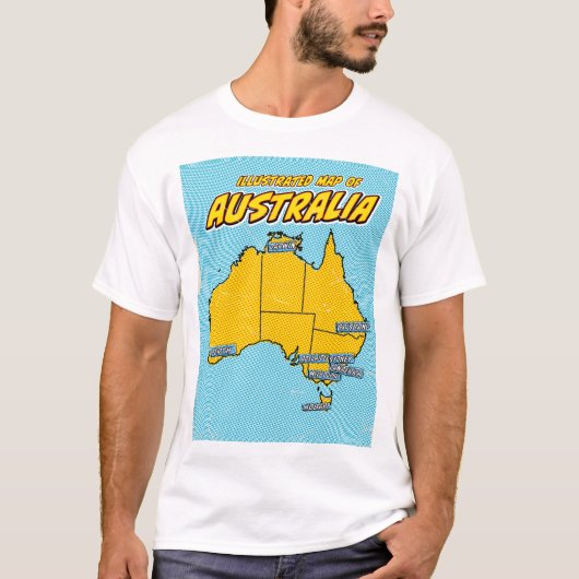 Pop Art Geïllustreerd Australië T-shirt (Voorkant)