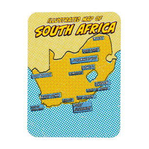 Pop Art Geïllustreerd Zuid-Afrika Magneet