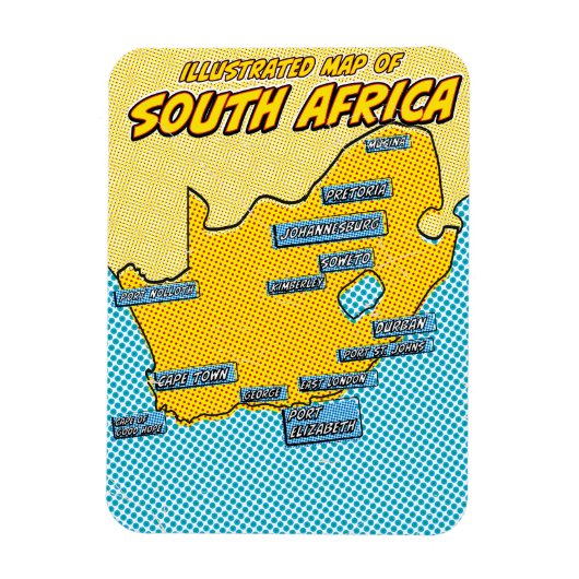 Pop Art Geïllustreerd Zuid-Afrika  Magneet (Verticaal)