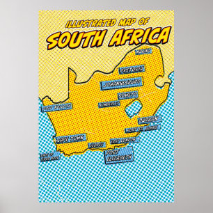 Pop Art Geïllustreerd Zuid-Afrika  Poster