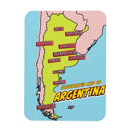 Pop Art geïllustreerde Argentinië  Magneet (Verticaal)