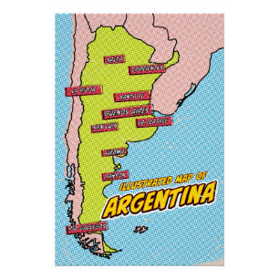 Pop Art geïllustreerde Argentinië  Perfect Poster