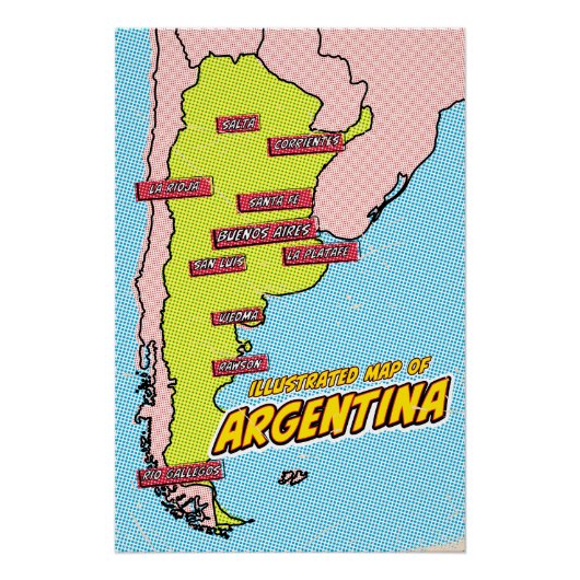 Pop Art geïllustreerde Argentinië  Perfect Poster (Voorkant)