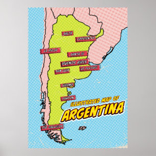 Pop Art geïllustreerde Argentinië  Poster