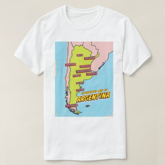 Pop Art Geïllustreerde Argentinië T-shirt (Design voorkant)