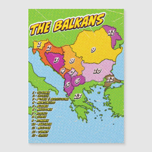 Pop Art geïllustreerde Balkan kaart