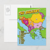 Pop Art geïllustreerde Balkan kaart (Voorkant / Achterkant)