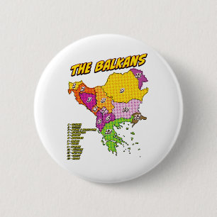 Pop Art geïllustreerde Balkan kaart Ronde Button 5,7 Cm