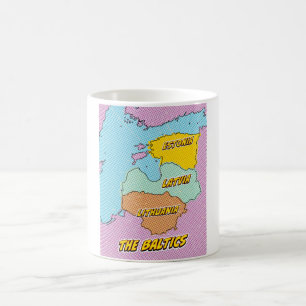 Pop Art geïllustreerde Baltische Staten kaart Koffiemok