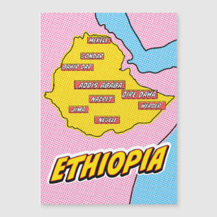 Pop Art geïllustreerde Ethiopië kaart