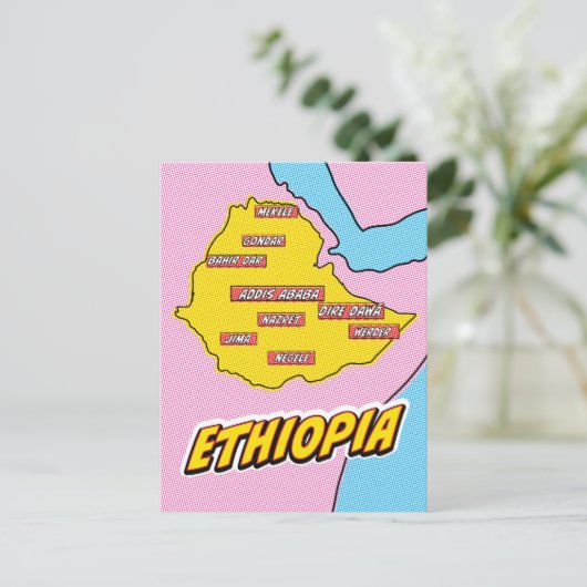Pop Art geïllustreerde Ethiopië kaart (Staand voorkant)
