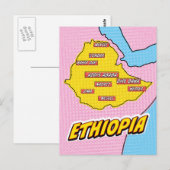 Pop Art geïllustreerde Ethiopië kaart (Voorkant / Achterkant)