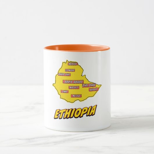 Pop Art geïllustreerde Ethiopië kaart Mok (Midden)