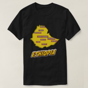 Pop Art geïllustreerde Ethiopië kaart T-shirt