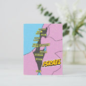 Pop Art geïllustreerde Israël kaart (Staand voorkant)