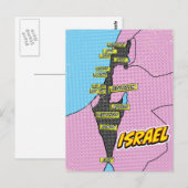Pop Art geïllustreerde Israël kaart (Voorkant / Achterkant)