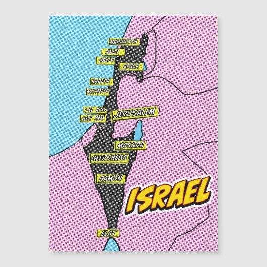 Pop Art geïllustreerde Israël kaart (Voorkant)