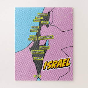 Pop Art geïllustreerde Israël kaart Legpuzzel