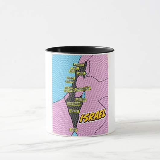 Pop Art geïllustreerde Israël kaart Mok (Midden)