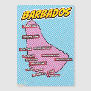 Pop Art geïllustreerde kaart van Barbados
