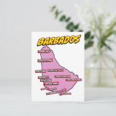Pop Art geïllustreerde kaart van Barbados (Staand voorkant)
