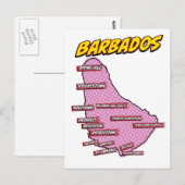 Pop Art geïllustreerde kaart van Barbados (Voorkant / Achterkant)