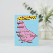 Pop Art geïllustreerde kaart van Barbados (Staand voorkant)