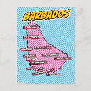 Pop Art geïllustreerde kaart van Barbados