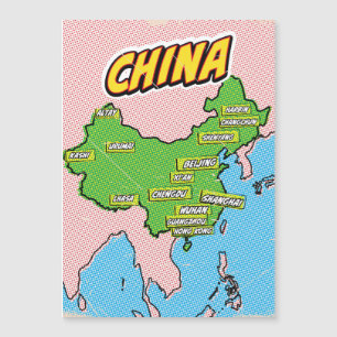 Pop Art geïllustreerde kaart van China