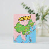 Pop Art geïllustreerde kaart van China (Staand voorkant)