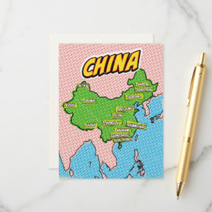 Pop Art geïllustreerde kaart van China