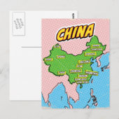 Pop Art geïllustreerde kaart van China (Voorkant / Achterkant)