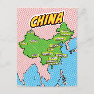 Pop Art geïllustreerde kaart van China