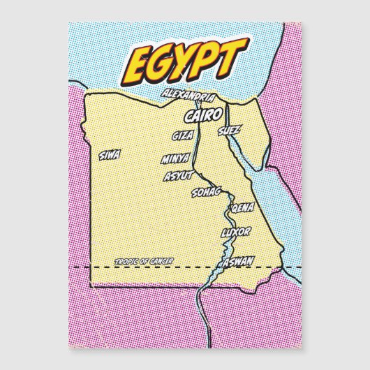 Pop Art geïllustreerde kaart van Egypte (Voorkant)