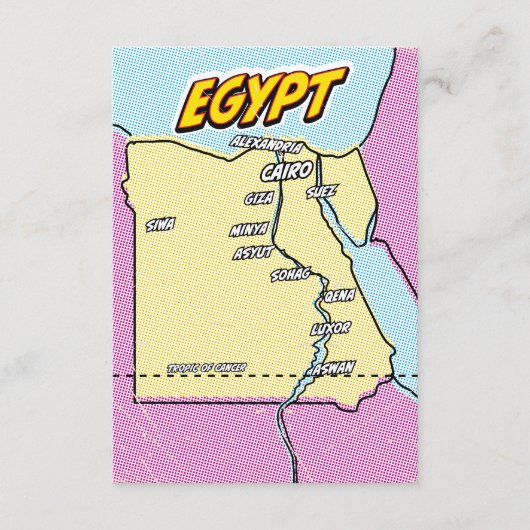 Pop Art geïllustreerde kaart van Egypte (Voorkant)