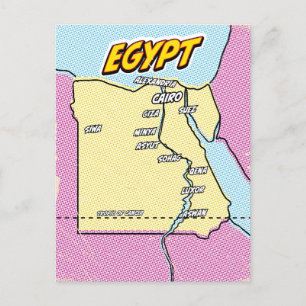 Pop Art geïllustreerde kaart van Egypte