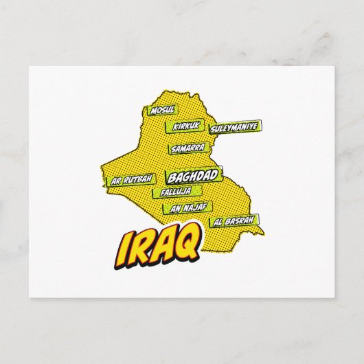 Pop Art geïllustreerde kaart van Irak (Voorkant)