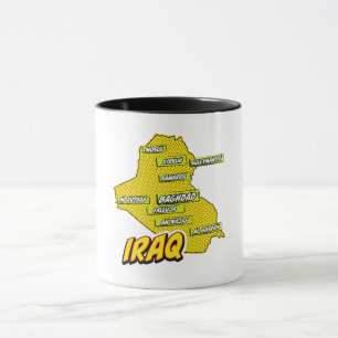 Pop Art geïllustreerde kaart van Irak Mok