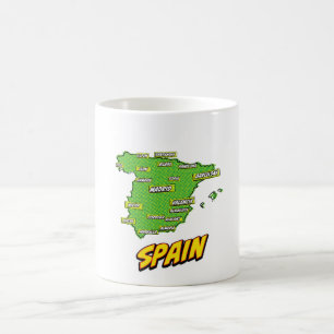 Pop Art geïllustreerde kaart van Spanje Koffiemok
