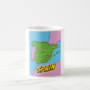 Pop Art geïllustreerde kaart van Spanje Koffiemok