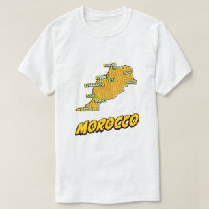 Pop Art geïllustreerde Marokko kaart T-shirt