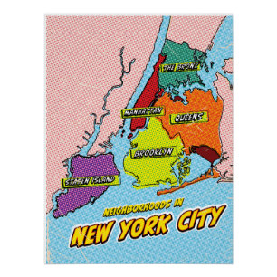 Pop Art geïllustreerde New York City kaart Perfect Poster