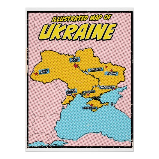 Pop Art Geïllustreerde Oekraïne Perfect Poster (Voorkant)