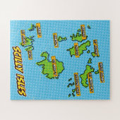 Pop Art geïllustreerde Scilly Isles kaart Legpuzzel (Horizontaal)
