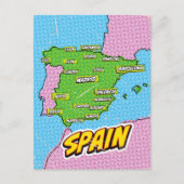 Pop Art geïllustreerde Spanje kaart (Voorkant)